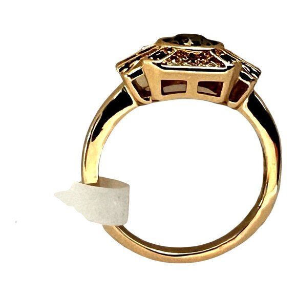 Gold-Tone Fragrant Jewels Ring Size 7 With Dark Center Stone & Accent Stones - Picture 5 of 8